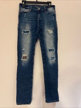 Mavi Women's Dark Blue Distressed Skinny Jeans